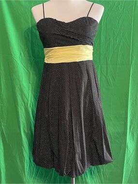 NWT Maurice’s Black Polka Dot Sundress with Yellow Waistband